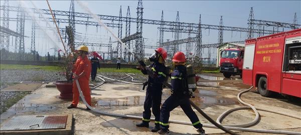 Diễn tập nâng cao nghiệp vụ Phòng cháy chữa cháy và Cứu nạn cứu hộ tại Nhà máy Thủy điện Đa Nhim